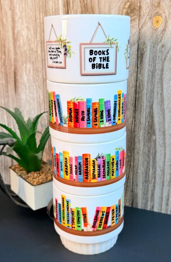 Libros de la Biblia JW - 4 Tazas Apilables